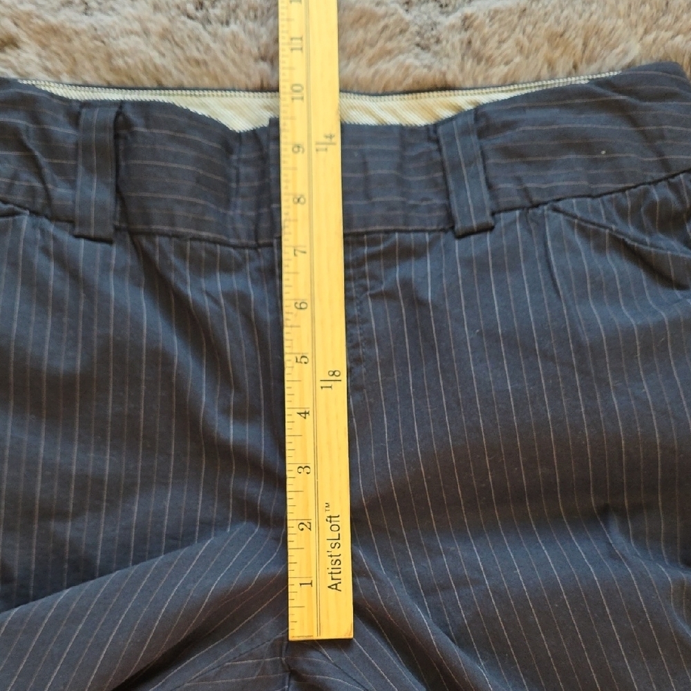 Pinstripe Navy Blue Pin Strip Curvy Size 8 Straight Wide Trousers - Picture 6 of 9